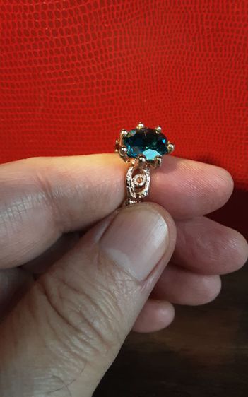 แหวนเงิน พลอยลอนดอนบลูโทปาส สวยงามมาก ออกแบบเก๋ รูปที่ 12