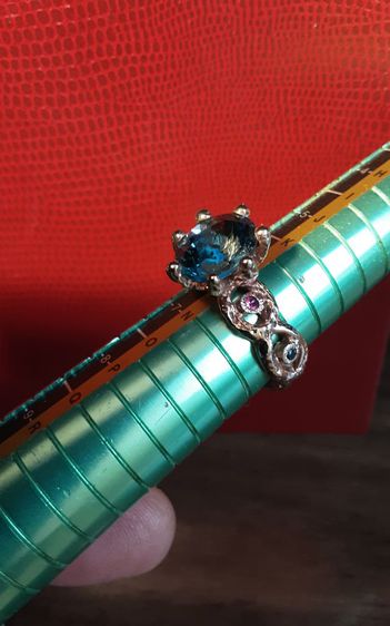 แหวนเงิน พลอยลอนดอนบลูโทปาส สวยงามมาก ออกแบบเก๋ รูปที่ 5