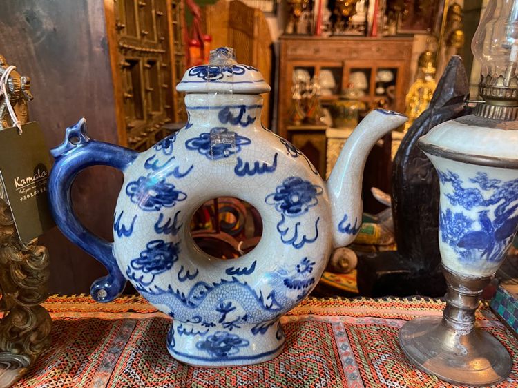 กาน้ำชาโดนัทเขียนลายคราม Chinese antique tea pot รูปที่ 1