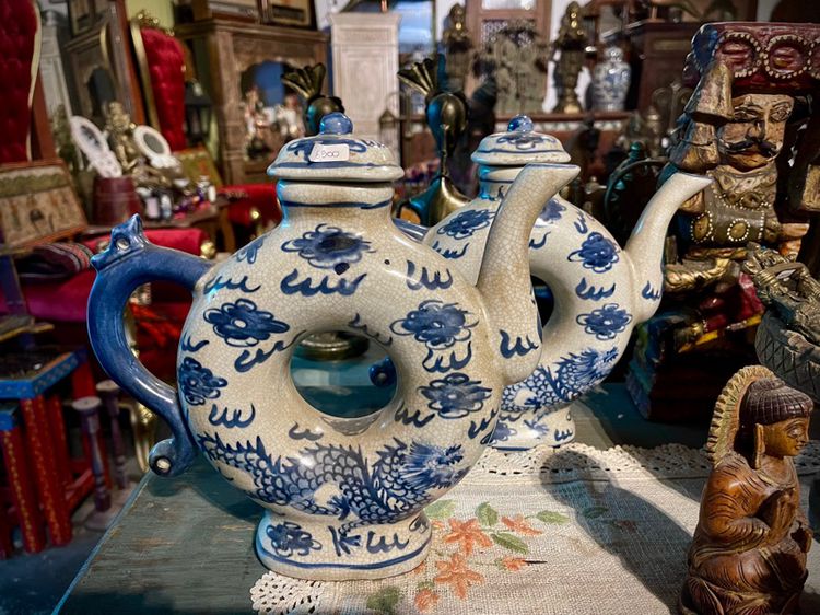 กาน้ำชาโดนัทเขียนลายคราม Chinese antique tea pot รูปที่ 3