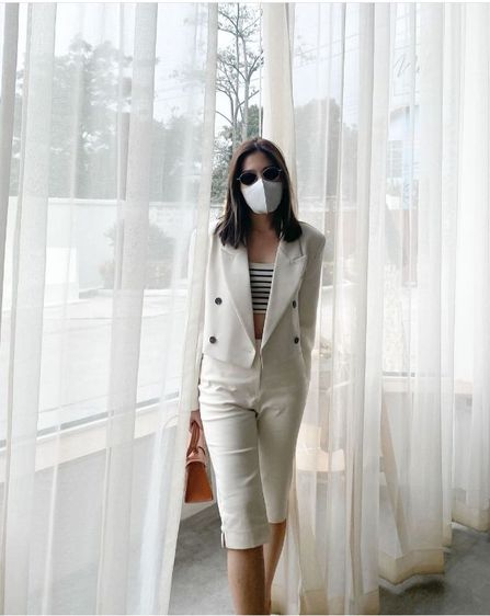 ส่งต่อกางเกงสามส่วนเกาหลี สี cream รูปที่ 7