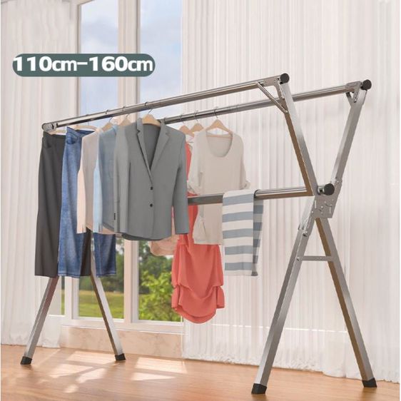 ราวตากผ้าสแตนเลส  แบบเหลี่ยมและแบบเหลี่ยม   ตัวX พับได้ ความยาว 160cm รับน้ำหนักได้200 กก ราวตากผ้า รูปที่ 5