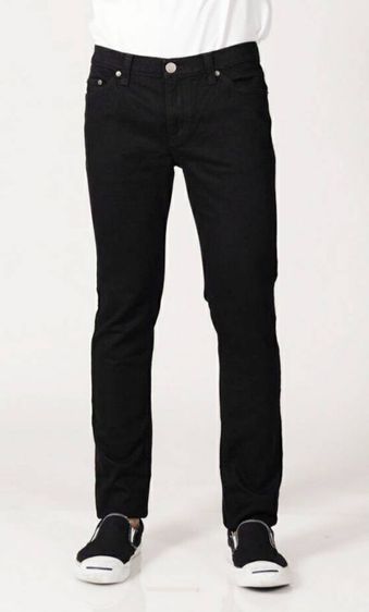 กางเกงยีนส์สีดำ Mc jeans SUPER BLACK ทรงขาเดฟ เอวกลาง ขนาดเอว 33 นิ้ว กระดุมโลหะปั้มโลโก้ เดินด้วยด้ายสีดำ MCJEANS (Original) รูปที่ 4