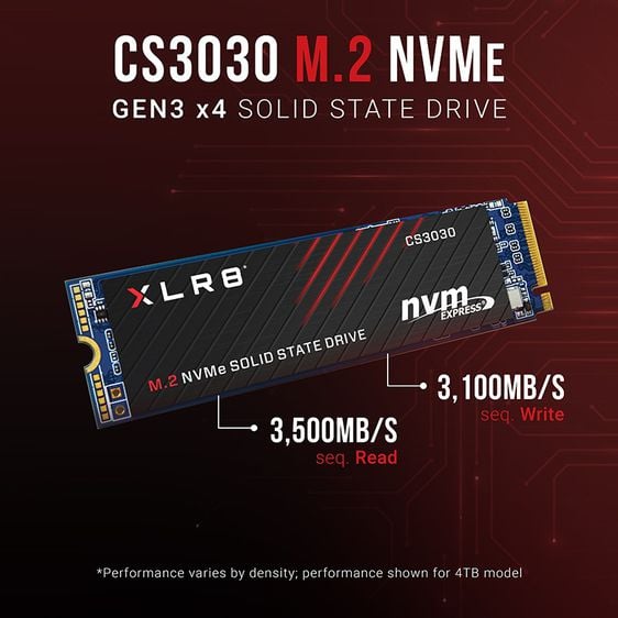 ที่เก็บข้อมูลและเมมโมรี่การ์ด PNY SSD XLR8 CS3030 ขนาด 2TB M.2 2280 PCIE GEN 3X4 NVME ใหม่ยกกล่อง