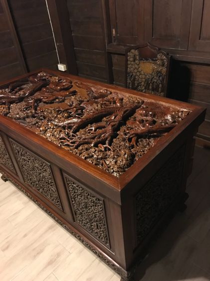 โต๊ะทำงานไม้สักแกะสลัก งานเก่าสล่าเชียงใหม่  รูปที่ 3