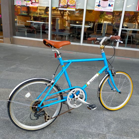 รายละเอียดสินค้า จักรยานมินิทัวร์ริ่ง แนววินเทจ  มือสอง จากญี่ปุ่น สวย สภาพดีเฟรมเหล็ก Hiten สีฟ้า บังโคลน สแตนเลส เกียร์ชิมาโน 7 สปีด ยางนอ รูปที่ 8