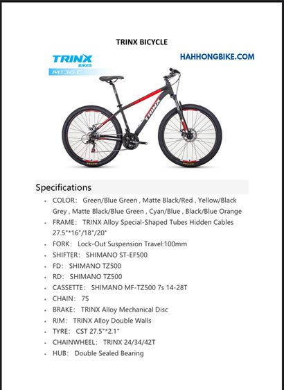จักรยานเสือภูเขา Trinx รุ่น M136E