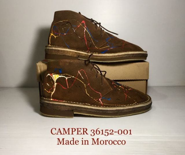 รองเท้าผ้าใบ หนังแท้ UK 8.5 | EU 42 2/3 | US 9 น้ำตาล CAMPER Shoes 42EU(27.5cm) ของแท้ มือ 2 งาน Morocco, รองเท้า CAMPER หุ้มข้อหนังกลับ เพ้นท์สี Multi-Color เสริมพื้นมาเพื่อให้ใช้งานได้ดีขึ้น