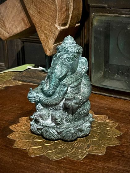 พระพิฆเนศหินหยก Ganesh carved green stone รูปที่ 6
