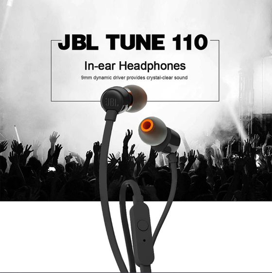 JBL TUNE 110 3.5 มม. หูฟังแบบมีสาย T110 ระบบสเตอริโอเบสแน่นสายควบคุมแฮนด์ฟรีพร้อมไมโครโฟน  JBL หูฟัง รุ่น T110 รูปที่ 2