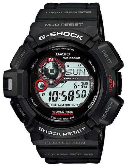 ดำ Casio G-Shock Mudman Solar Compass Alarm G-9300-1 G9300