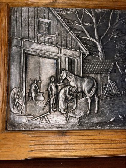 ภาพงานดีบุก ปั้มลาย ในกรอบไม้ ภาพ บ้าน Country  รูปที่ 5