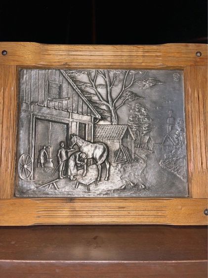 ภาพงานดีบุก ปั้มลาย ในกรอบไม้ ภาพ บ้าน Country  รูปที่ 4