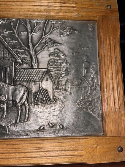 ภาพงานดีบุก ปั้มลาย ในกรอบไม้ ภาพ บ้าน Country  รูปที่ 6