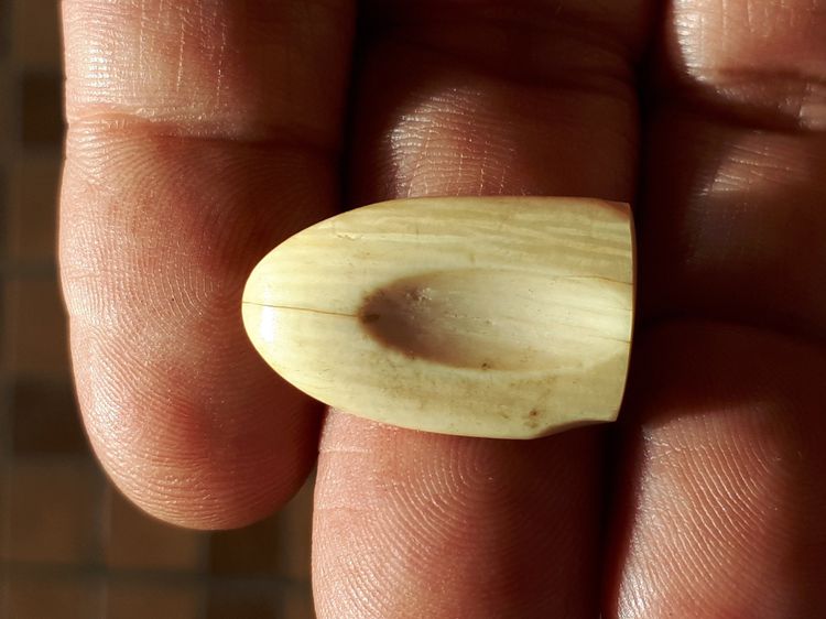 Rช้าง สีเหลืองฉ่ำ ผิวมัน มีลายเป็นธรรมชาติ ขนาดประมาณ 2.5 cm จะมีลักษณะเนื้อระเอียด ทรงสวยมาก มันเงา เก่า แท้ และหายาก      พุทธคุณเด่นทางด้