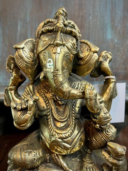 พระพิฆเนศทองเหลือง Ganesh brass statue รูปที่ 4