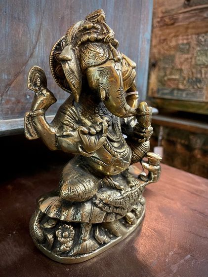 พระพิฆเนศทองเหลือง Ganesh brass statue รูปที่ 2