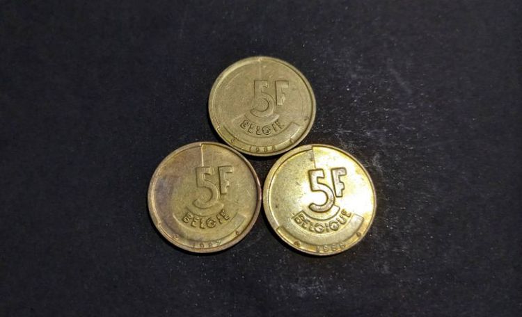 ( BK-7076) เหรียญเบลเยี่ยม Coin BELGIUM 5 Francs 1986,1987, 1988  5F
อลูมิเนียมบรอนซ์ รูปที่ 4