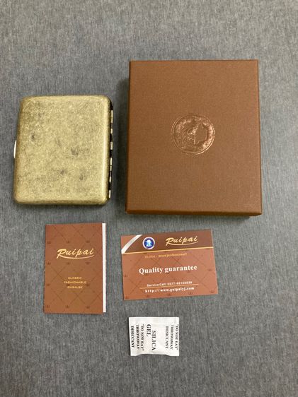 ที่ใส่บุหรี่ทองเหลืองทรงมันๆ cigarette box RUIPAI by harley davidson motorcycle made in japan new box peper ขาย 2,200  รูปที่ 2