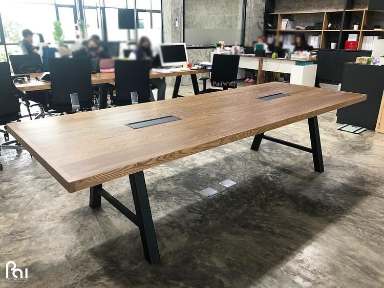 โต๊ะประชุม โต๊ะ Co working ไม้จริงสไตล์โมเดิร์น สั่งทำใหม่ได้