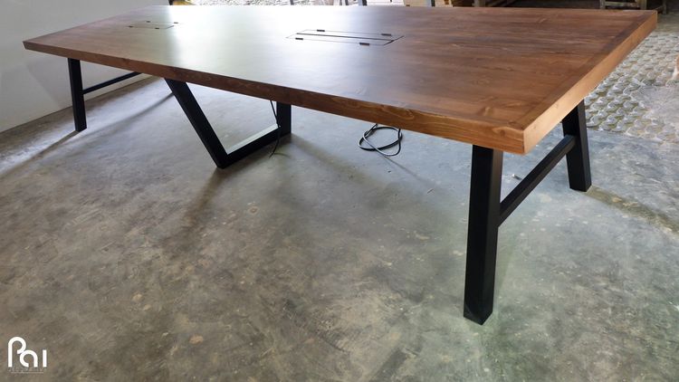 สั่งทำโต๊ะประชุมไม้จริง โต๊ะ Co working โต๊ะเอนกประสงค์นั่งรวมกันได้หลายคน รูปที่ 4