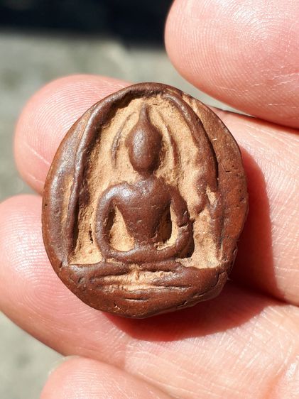 พระกำแพงซุ้มกอ พิมพ์ขนมเปี๊ยะ พิมพ์เล็ก กรุวัดพิกุล หลังอย่างสวย เนื้อดิน มีแร่ดอกมะขาม สีพิกุลเข้มๆ ผิวมันเงา แห้ง ตำหนิครบ จับองค์พระแล้วไ รูปที่ 5