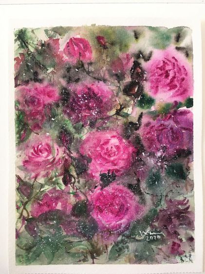 ภาพวาดสีน้ำไม่รวมกรอบ  ภาพดอกไม้สีชมพู ขนาด  18 x 25 ซม. ww ของขวัญแทนใจให้คนพิเศษ ภาพวาด ของขวัญ ติดผนัง A059 รูปที่ 7