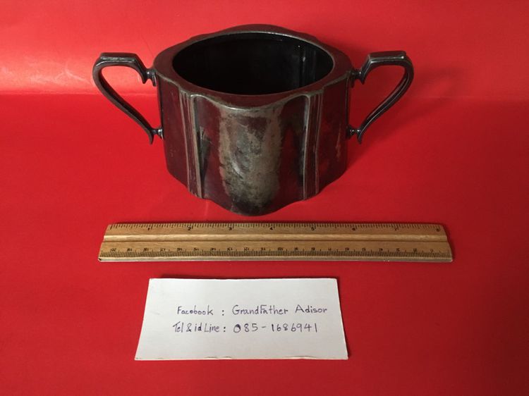 โถน้ำตาลเก่าซิลเวอร์เพลทงานโบราณของอังกฤษ  Vintage Silver Plate Sugar Bowl รูปที่ 13