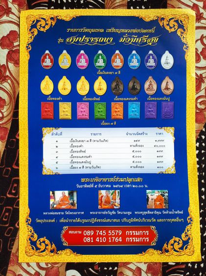 เหรียญ หลวงพ่อปลดหนี้ รุ่นสมปรารถนา มั่งมีศรีสุข วัดพระธาตุวาโย หมายเลขสวย เนื้อเงิน มี 7 สี ขนาดประมาณ​ 2.2x3.5 ซม. เหรียญมียิงเลเซอร์โค๊ต  รูปที่ 6