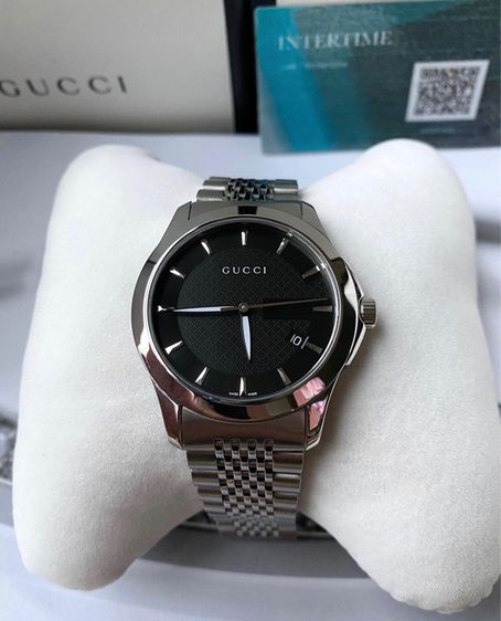 ⌚️G ucci Round Face Black Dial Date รูปที่ 3