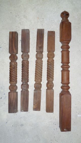 เสาและลูกกรงบันใดไม้มะค่า และมัานั่งกลึงกลมไม้มะค่า รูปที่ 6