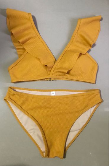 ชุดว่ายน้ำ BIKINI สีเหลืองมัสตาร์ด SIZE XL อก 30”-33” แพทเทิร์นเล็ก รูปที่ 4