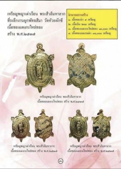 เหรียญ เต่าสิวะลีมหาลาภ ปี2537 เนื้อกะไหล่ทอง หลวงปู่หลิว ประกันแท้ รูปที่ 9