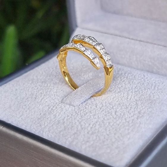 แหวนทอง แหวนงูทองแท้ 9k เพชรเกสรไฟดีน้ำ 97-98vs รูปที่ 4
