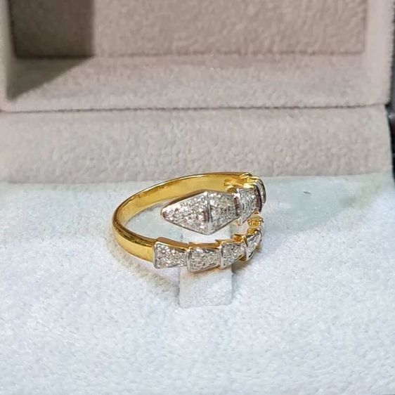 แหวนทอง แหวนงูทองแท้ 9k เพชรเกสรไฟดีน้ำ 97-98vs รูปที่ 5