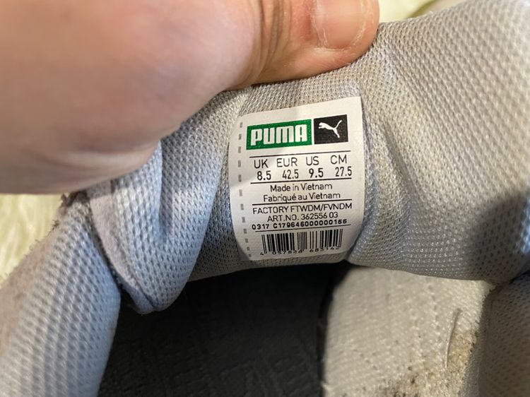 รองเท้าผ้าใบหนังกลับ Puma สีขาว ของแท้มือสอง รูปที่ 8