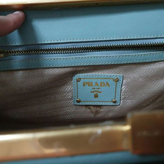 กระเป๋าถือหนังแท้สีฟ้าสภาพสวย รูปที่ 8