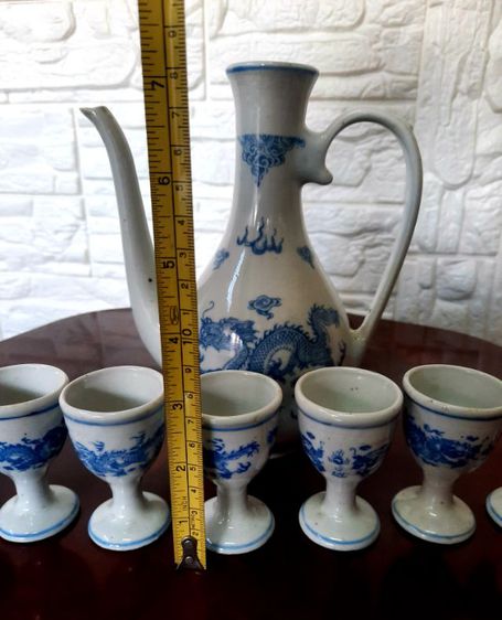 ขอขายกาน้ำชาจีนโบราณลายครามพร้อมถ้วยเล็กลายคราม 9ใบ.กาน้ำมีความสูง 19ซม.และถ้วยเล็กสูง 6.5ซม รูปที่ 15
