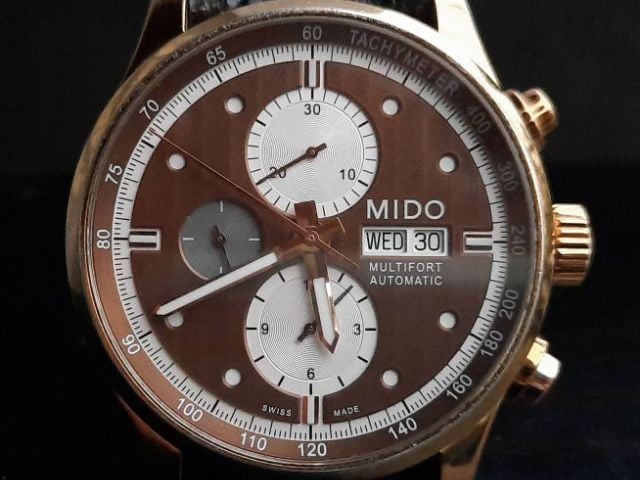 นาฬิกาสวิสโครโนกราฟจับเวลา 3วง MIDO รุ่น Multifort สีทอง Rose Gold PVD