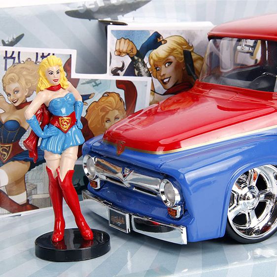 โมเดลรถเหล็ก DC Comics Bombshells Supergirl Ford F100 Pickup ปี 1956 แบรนด์ JADAขนาด 1ต่อ24 โมเดลรถฟอร์ด รถกระบะแต่งCarModelBKK รูปที่ 6