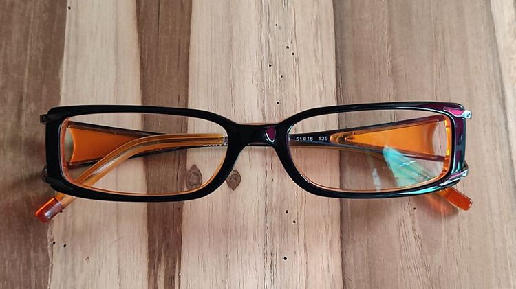 DKNY DY4556 3274 size 51-16 -135mm Black Silver Orange Rectangle Glasses Frames กรอบแว่นของแท้มือสอง งานสวยๆ แบรนด์ดังปี 90 รุ่นนี้มือสองสภา รูปที่ 4