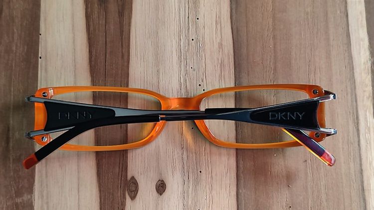 DKNY DY4556 3274 size 51-16 -135mm Black Silver Orange Rectangle Glasses Frames กรอบแว่นของแท้มือสอง งานสวยๆ แบรนด์ดังปี 90 รุ่นนี้มือสองสภา รูปที่ 3