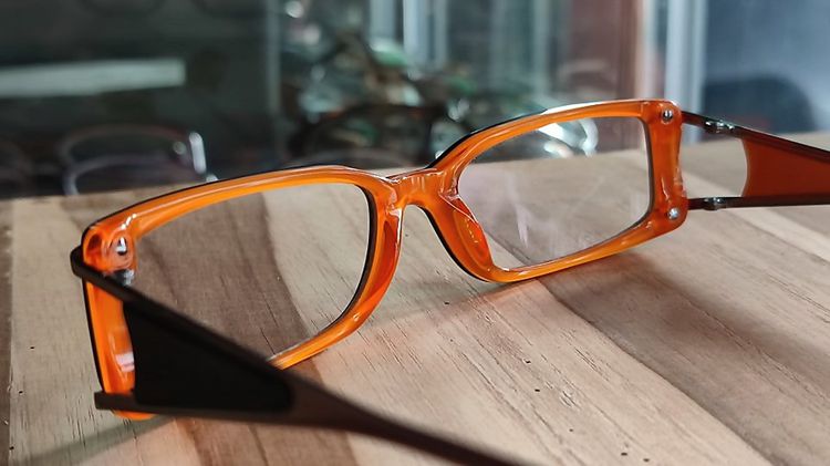 DKNY DY4556 3274 size 51-16 -135mm Black Silver Orange Rectangle Glasses Frames กรอบแว่นของแท้มือสอง งานสวยๆ แบรนด์ดังปี 90 รุ่นนี้มือสองสภา รูปที่ 6
