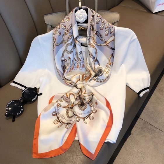 ผ้าคลุมไหล่ซาติน ผ้าพันคอ ผ้ามัดอก  รูปที่ 3