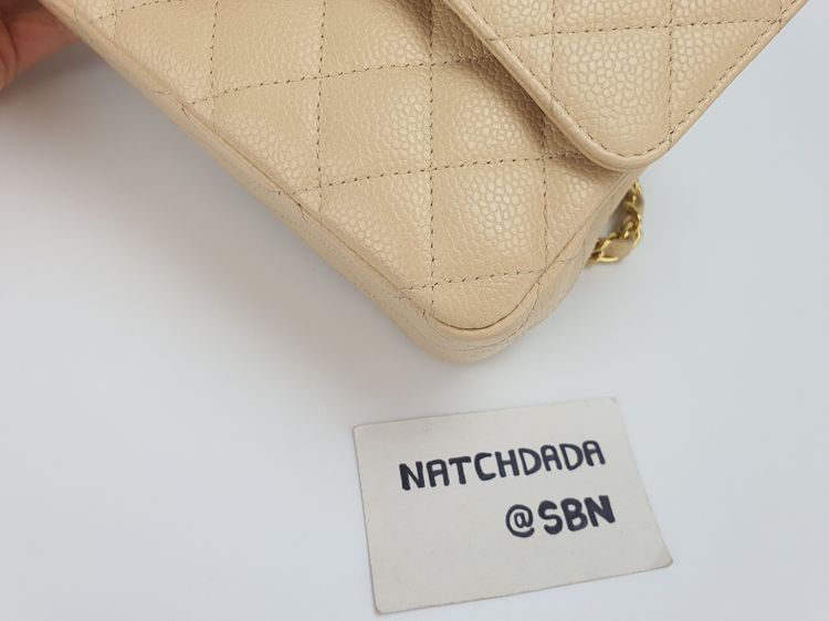 USED LIKE NEW CHANEL CLASSIC 10" DOUBLE FLAP BEIGE CAVIAR GHW รูปที่ 15