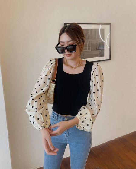 ส่งต่อ เสื้อผ้านิต แขนพองลายจุด รูปที่ 5