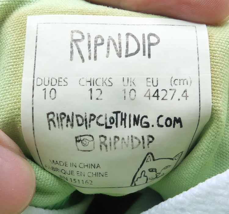 Rip n Dip Clothing Nermal Portrait High Tops Size 42EU สีเขียวมิ้นต์ มือสอง ของแท้ รูปที่ 7
