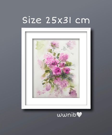 ภาพดอกกุหลาบสีชมพู ภาพวาดสีน้ำไม่รวมกรอบ ขนาด 14.8 x 21 ซม. ww ของขวัญแทนใจให้คนพิเศษ ของขวัญ ภาพวาด AAA501 รูปที่ 11
