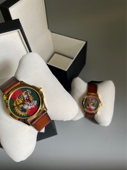 GW04. Gucci Watch หน้าปัดรูปเสือ 🐯 สายหนังน้ำตาล ขนาด 38mm. หนังแท้ ใส่ได้ทั้ง ช ญ รูปที่ 5