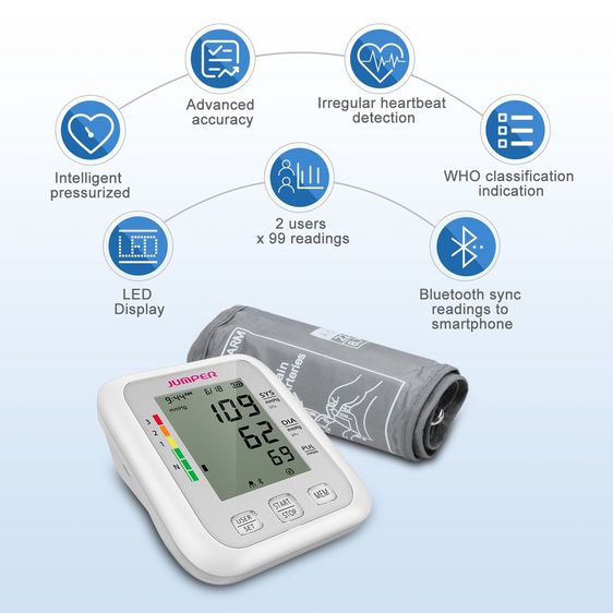 🔔ส่งฟรี🔔 Jumper เครื่องวัดความดันโลหิต รุ่น JPD-HA120 เชื่อม Bluetooth กับ มือถือได้ Blood Pressure Monitor Model HA120 รูปที่ 5